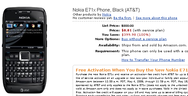free e71x AT&T Nokia E71x   free with contract
