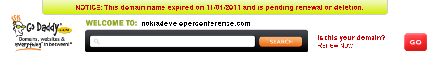 nokiadeveloperconference com offline nokiadeveloperconference.com   or   Nokia fails at domains